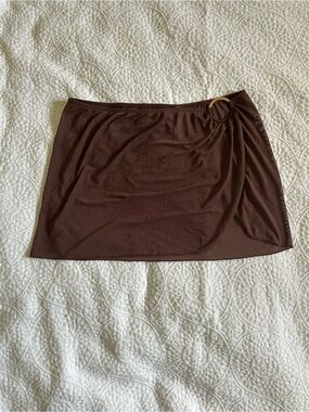Brown Swim Skirt Coverup with Side Ring